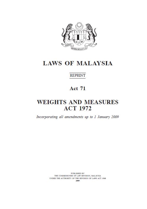 Act 71 - Weights and Measures Act 1972